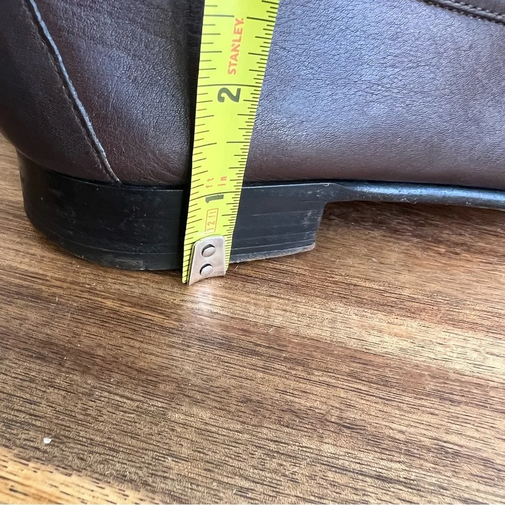 GUCCI Brow Leather Web Detail Horsebit Loafers EU41.5 US8